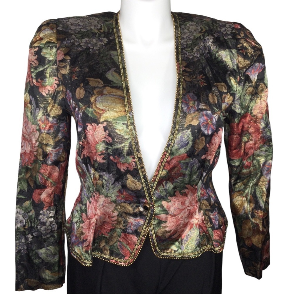 NAH Nah Collection by Jonathan Tait floral print long sleeve blazer jacket 14